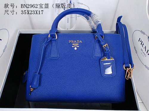 2014 Prada grainy calfskin tote bag BN2962 blue for sale - Click Image to Close